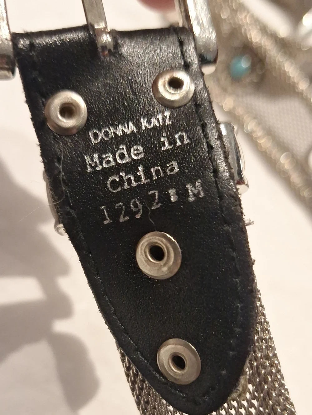 Donna Katz Women's Silver Metallic Studded Belt with Turquoise Accents